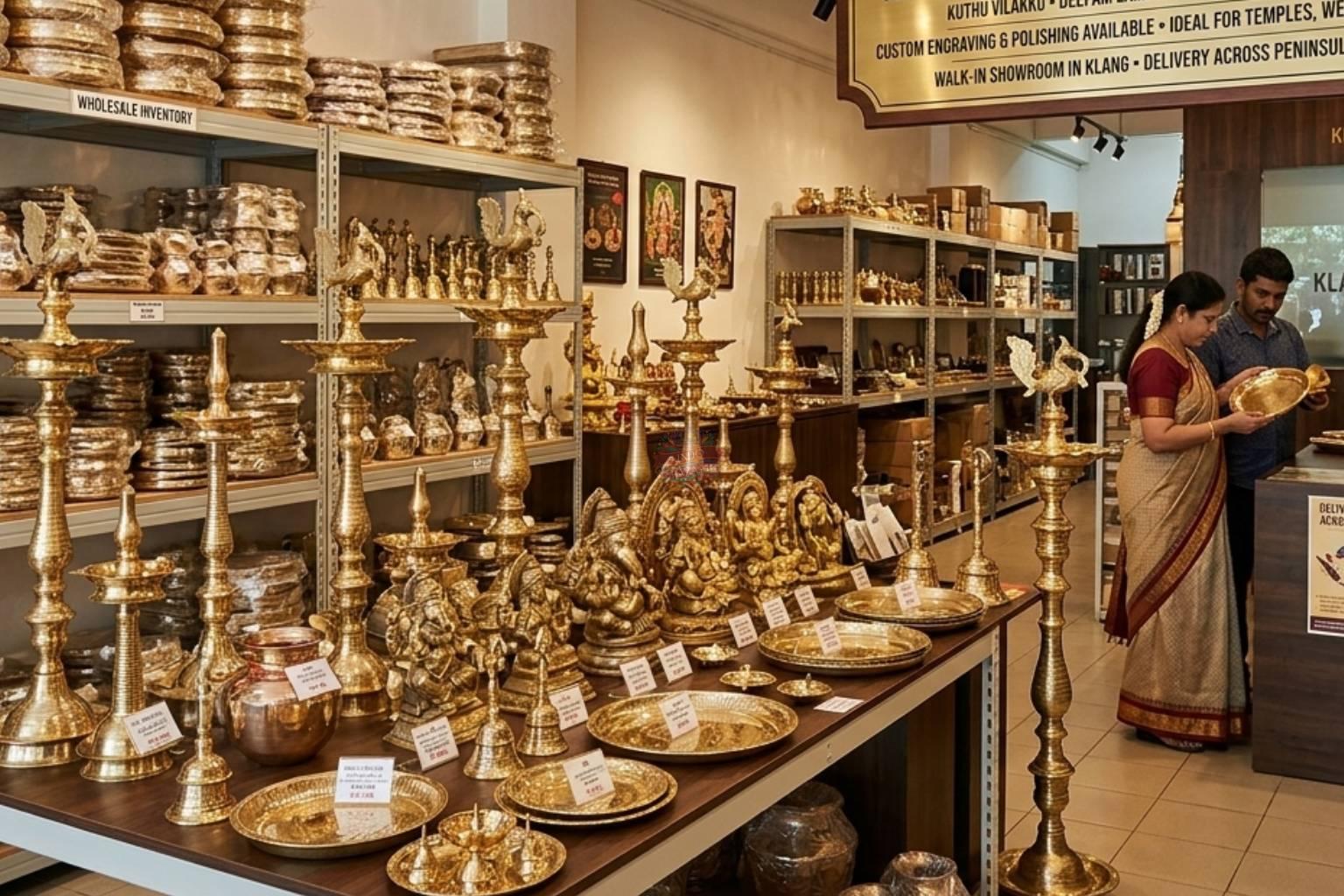 Brass Pooja Items, Kuthu Vilakku & Deepam Lamps